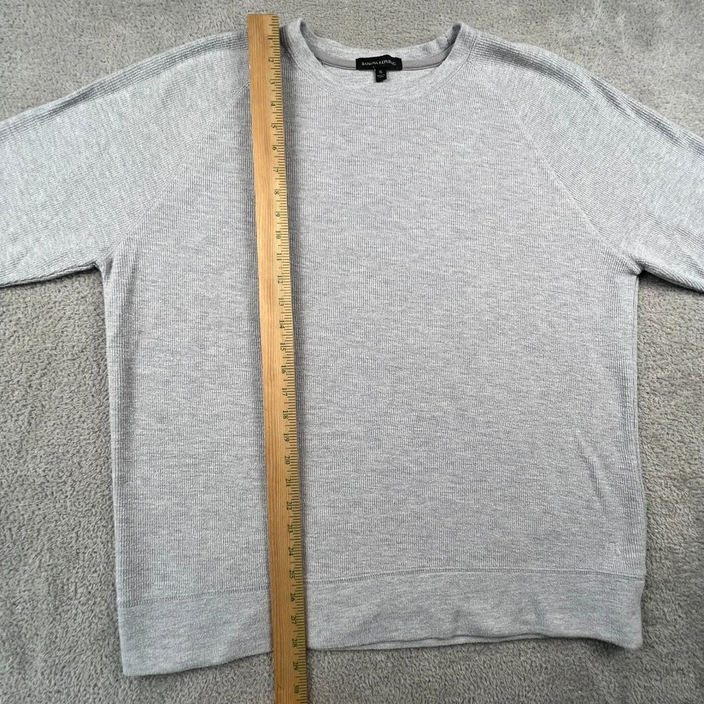 Banana Republic Sweatshirt Mens XL Gray Waffle Knit Raglan‎ Pullover Casual